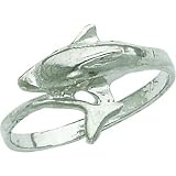 Sterling Silver Dolphin Right Hand Ring Sz 8