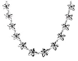 Sterling Silver and Garnet Flower Necklace, 17