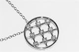 14 Karat White Gold 16 Cable-Chain Diamond Necklace, Enhanced with Prong Set Diamonds.