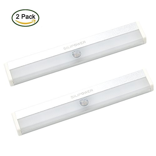 2PCS Silipower No Battery Rechargeable Wireless Motion Sensor LED Night Light, Wall Closet Light, Stick-Anywhere Stair Light. For Under Cabinet,Drawer,Sheds,Pantry,With 3M Adhesive, Magnetic Strip