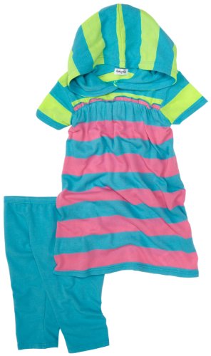 Splendid Littles Girls 2-6x Neon Rugby Stripe Tunic And Cropped Legging, Aqua, 2T
