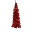12' Pre-Lit Red Hot Artificial Pencil Tinsel Christmas Tree - Red Lights