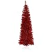 9' Pre-Lit Red Hot Artificial Pencil Tinsel Christmas Tree - Red Lights