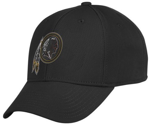 NFL Men's Washington Redskins End Zone Black Structured Flex Hat - Tw90Z (Black, Large/X-Large)