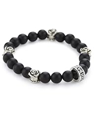 King Baby Black Onyx with 4 Sterling Silver Roses Bracelet