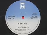 Ashes & Stars Phone Home 12" Satril 12SAT502 EX/VG 1982 12 inch blue vinyl in die-cut picture sleeve