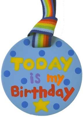 Children's Tatutina Wood Adorable Designed Kids Medal: Today is my Birthday - Blue