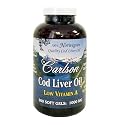 Carlson Labs Norwegian Natural Low Vitamin A Cod Liver Oil, Lemon Flavor, 1000mg, 300 Softgels