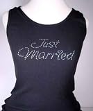 Rhinestone Just Married Tank Top. Perfect for the Honeymoon or the Newlywed ! Available in 5 colors