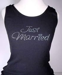Rhinestone Just Married Tank Top. Perfect for the Honeymoon or the Newlywed ! Available in 5 colors