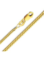14K Yellow Gold 1.0mm Braided Square Wheat Chain Necklace with Lobster Claw 16"