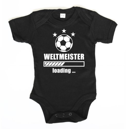::: WELTMEISTER ::: Baby Body, Schwarz mit weißem Aufdruck, Größe 0-3 Monate