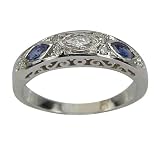 Sterling Silver Diamond and Sapphire Anniversary Band