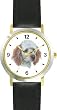 Poodle JP Dog - WATCHBUDDY&reg; DELUXE TWO-TONE THEME WATCH - Arabic Numbers - Black Leather Strap-Women's Size-Small