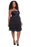 Torrid Plus Size Navy Mesh Tiered Ruffle Tube Dress