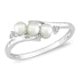 10K White Gold .018ctw Diamond 3-3.5mm Cultured Freshwater Pearl Ring I-J,I2-I3