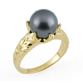Tahitian Black Pearl Ring in 14K Yellow Gold by Maui Divers of Hawaii
