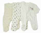 Baby Unisex Long Sleeve Baby Grows/Sleepsuits Allergy Free (Pack of 3) (Height: 80-86cm, Weight: 12kg (12-18 Months)) (Beige)