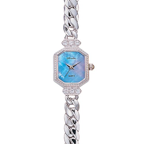 Avalon Women's Petite Fashion Silver-Tone Cubic Zirconia Mother of Pearl Dial Bracelet Watch # 7304