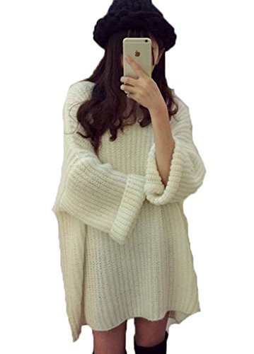 (ドチィン)DaoCheng 秋冬 レディース 無地 ゆったり ロング丈 ドルマン スリーブ セーター 厚手 レトロセーター 保温 トップス トレンディ 秋物 ニットワンピース 6色 同窓会 ニットプルオーバー ケーブル 編みニット 長袖ニット 厚手ニット ハイネック レトロワンピース ワンピ エレガント フェミニン ロング カジュアル ダブル アウター?