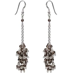 Dangle Earrings Silver Smokey Quartz Jewelry 3.5 inches (erg128)