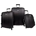 Rome 3-pc. Hard-Shell Spinning/Rolling Luggage Set - Black