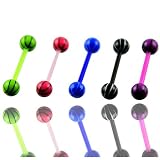 Wholesale 100 Pieces of Flexible PTFE (teflon) Tongue Barbell with UV Balls