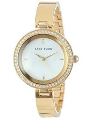 Anne Klein Womens AK/1420MPGB Swarovski Crystal Elements Gold-Tone Bangle Watch