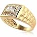 18K Gold Over Sterling Silver Designer Inspired CZ Men`s Ring