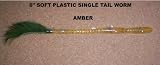 6 Single Tail Soft Plastic Worm - (10 pack) Amber with various tail colors