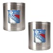 New York Rangers 2pc Stainless Steel Can Holder Set- Primary Logo NHL Hockey