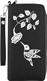 Lavishy Akina Hummingbird Large Black Vegan Clutch Wallet