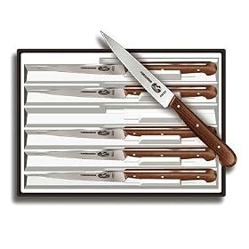 Victorinox 4-3/4-Inch Straight-Edge Pointed-Tip Steak Knife, Set of 6, Rosewood Handles