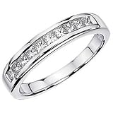 14K White Gold Princess White Diamond Anniversary Wedding Stackable Ring Band (1.15 CT, G-H Color, SI-I Clarity)