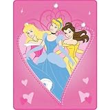 Disney Princess LOVE HEARTS Fleece Blanket - NEW TO AMAZON