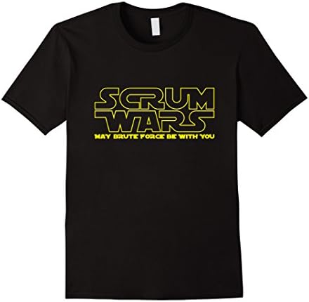 Men's Scrum Wars May Brute Force Be With You Funny Rugby T-Shirt Medium Black