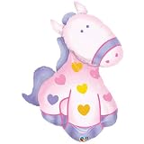Pink & Purple Horse Shaped Hearts 47" Balloon Mylar