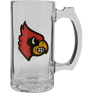 Louisville Cardinals Beer Mug: 3D Logo Glass Tankard