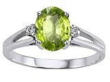 1.41 cts Genuine Peridot and Diamond Ring - 14kt White or Yellow Gold