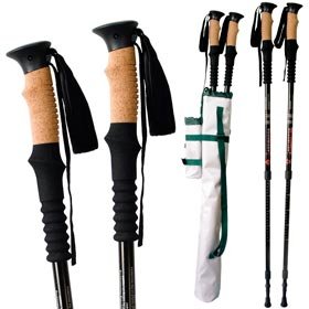 Pair of Trekking Poles, Lightweight Aluminum 7075 Anti-Shock Telescopic Poles with Ergonomic Cork Grip & Foam Extension for Trekking, Hiking, Walking (Pack of 2 Poles, Carrying Bag & Accessories)
