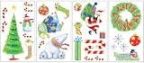 Merry Christmas Polar Bear Wreath Wall Decor Stickers