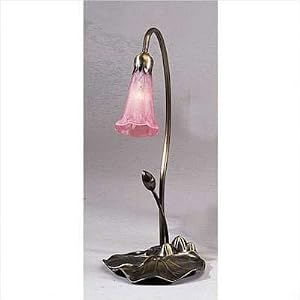One Light Pink Pond Lily Accent Lamp in Mahogany Bronze