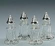 2 PC. SALT AND PEPPER SET - 2 PIECE GLASS/ SILVER SALT AND PEPPER SET