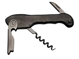Pedrini Black & Satin Waiter Corkscrew with Soft Grip Handle