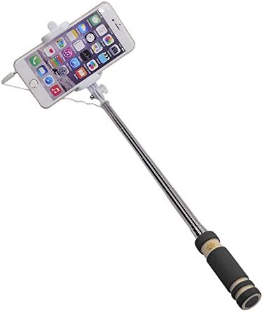 Turf Mini Size Selfie Stick Wired Monopod Handheld Extendable Self Portrait for iPhone 6S 6 5S 5, Samsung Galaxy S6 Edge S5, Android (Black)