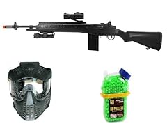 *M14 RIS Spring Tactical Sniper Rifle w/ Flashlight & Red Dot Scope Airsoft Gun Good Quality Rifle + TSD Full Face Mask w/ Visor + 1000 Count Seamless Holster BB's 
