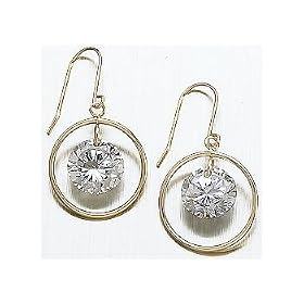 14KT 8mm Cubic Zirconia Circle Dangle 14KT GOLD