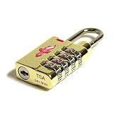 from Safe Skies LLC Fine 4 Dial TSA Approved Combination Lock - Polished Brass Model 29