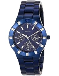 GUESS Womens U0027L3 Iconic Blue Plated Multi-Function Watch with Genuine Crystal Accents