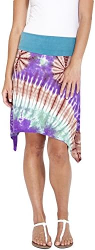 Silly yogi women's tiedye Hippie uneven skirt-Plum-M/L